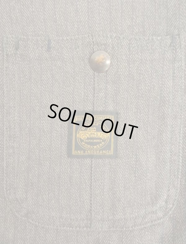 画像4: 90'S RRL 初期 三ツ星タグ 裏地フランネル ブラックシャンブレー カバーオール (VINTAGE)