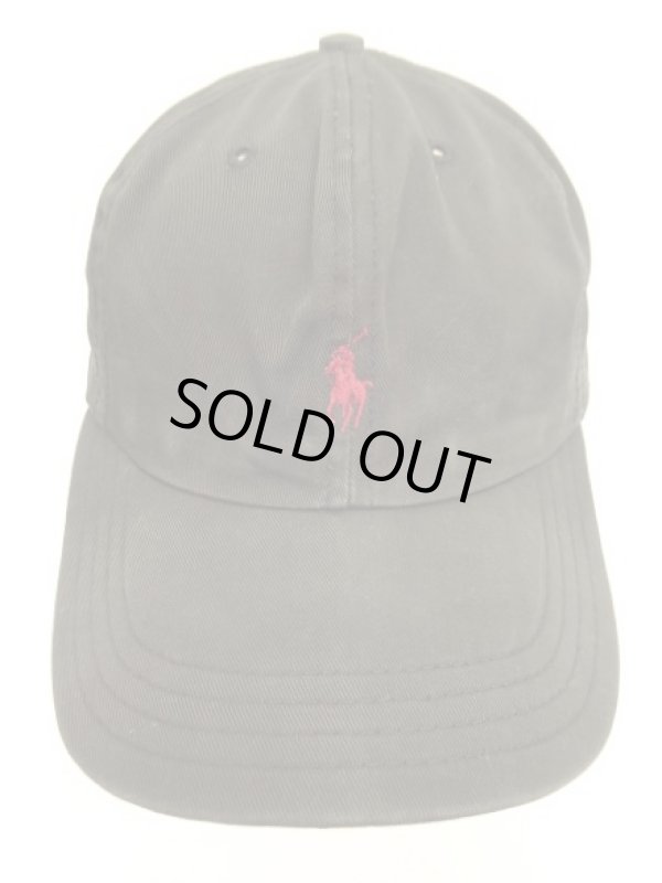 画像2: 90'S RALPH LAUREN ロゴ刺繍 ベースボールキャップ フェードブラック USA製 (VINTAGE)