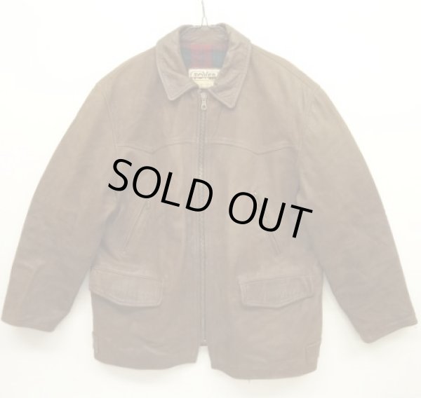 画像1: ヴィンテージ FOVER 裏地付き レザーカーコート ダークブラウン イタリア製 (VINTAGE)