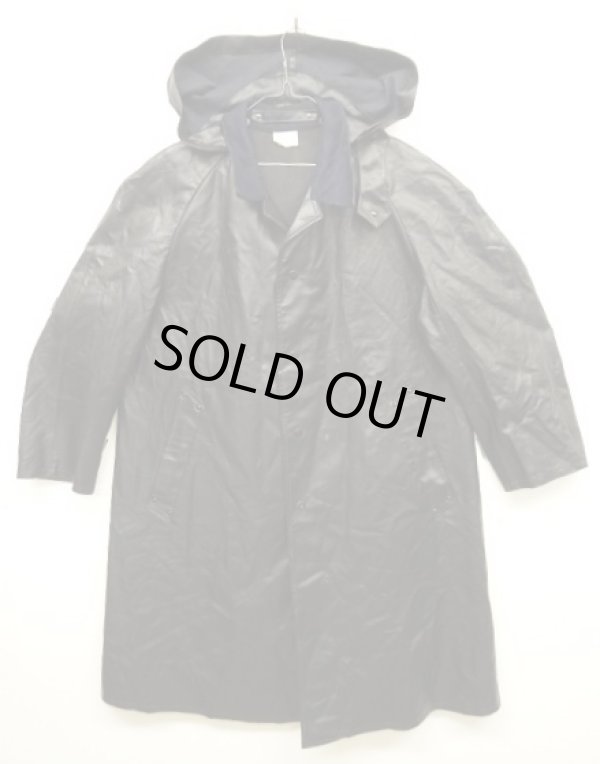 画像1: 90'S フランス軍 フード付き 襟ウール ラバーコート ブラック (VINTAGE)