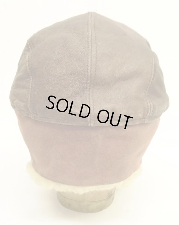 画像4: 90'S BANANA REPUBLIC 裏地キルティング シープスキン耳当て付き 2WAY レザーキャップ USA製 (VINTAGE)