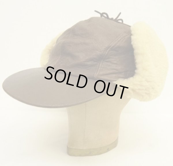 画像5: 90'S BANANA REPUBLIC 裏地キルティング シープスキン耳当て付き 2WAY レザーキャップ USA製 (VINTAGE)