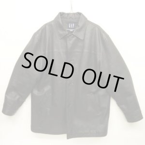 画像: 90'S GAP 旧タグ 裏地キルティング レザーカーコート ブラック (VINTAGE)