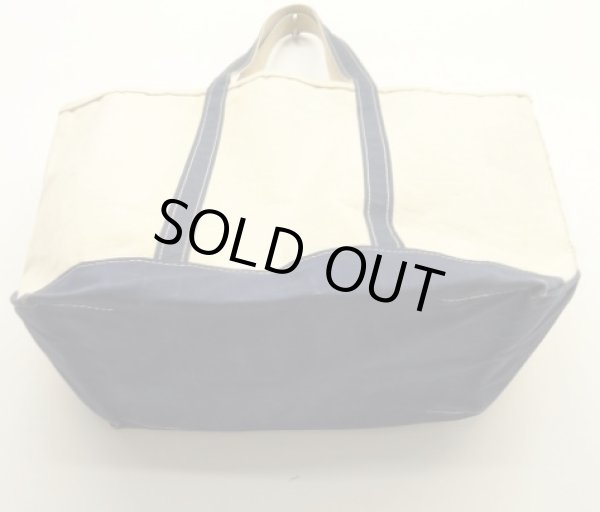 画像4: 80'S LL Bean 単色タグ キャンバス トートバッグ ネイビー/オフホワイト USA製 (VINTAGE)