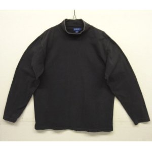 画像: 90'S J.CREW モックネック 裾ロゴ刺繍 長袖 Tシャツ ブラック (VINTAGE)