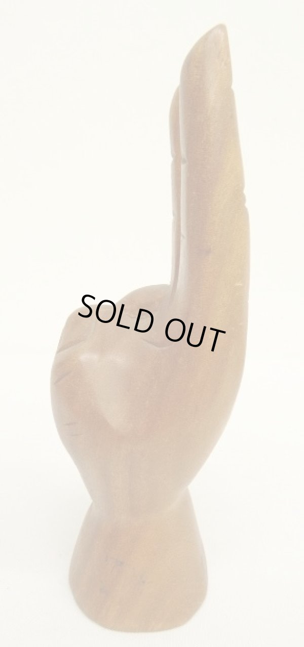 画像2: ウッド ピースサイン ハンドサイン オーナメント オブジェ M (ANTIQUE)