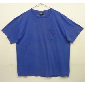 画像: 90'S RALPH LAUREN シングルステッチ 耳付きポケット 半袖 Tシャツ ブルー USA製 (VINTAGE)