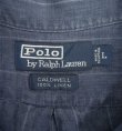 画像2: 90'S RALPH LAUREN "CALDWELL"  リネン 半袖 オープンカラーシャツ インディゴ/ストライプ (VINTAGE)