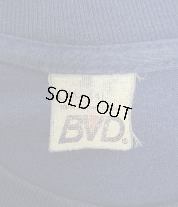 画像2: 70'S BVD コットン100% シングルステッチ 耳付きポケット 半袖 Tシャツ フェードネイビー USA製 (VINTAGE)