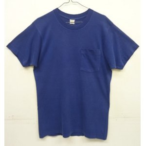 画像: 70'S BVD コットン100% シングルステッチ 耳付きポケット 半袖 Tシャツ フェードネイビー USA製 (VINTAGE)