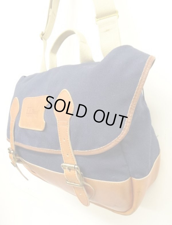 画像3: 80'S LL Bean ナイロン/レザー ショルダーバッグ ネイビー/ブラウン USA製 (VINTAGE)