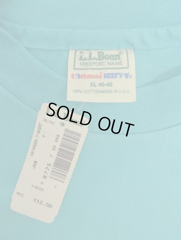 画像2: 80'S LL Bean x HANES シングルステッチ 半袖 Tシャツ ターコイズブルー USA製 (DEADSTOCK)