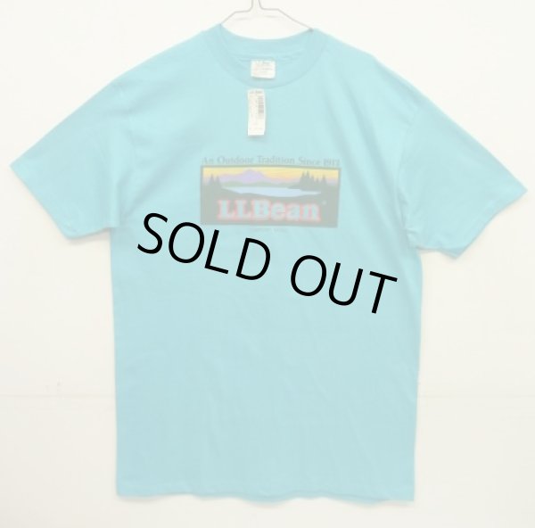 画像1: 80'S LL Bean x HANES シングルステッチ 半袖 Tシャツ ターコイズブルー USA製 (DEADSTOCK)