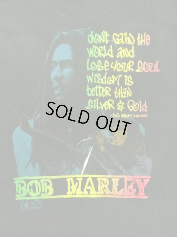 画像2: 90'S BOB MARLEY 両面プリント シングルステッチ 半袖 Tシャツ ブラック USA製 (VINTAGE)