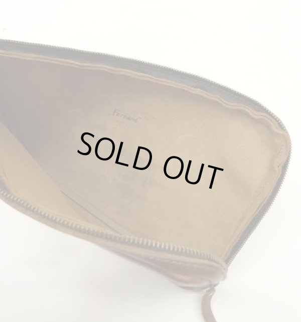 画像4: FERNAND LEATHER "CLUTCH BAG W/ZIP" オールレザー クラッチバッグ ブラウン USA製 (USED)