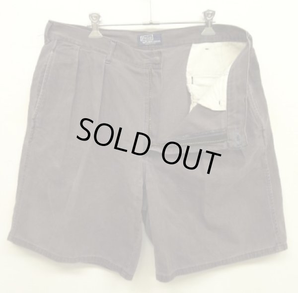 画像3: 90'S RALPH LAUREN ツープリーツ ダブルステッチ チノショーツ フェードブラック USA製 (VINTAGE)