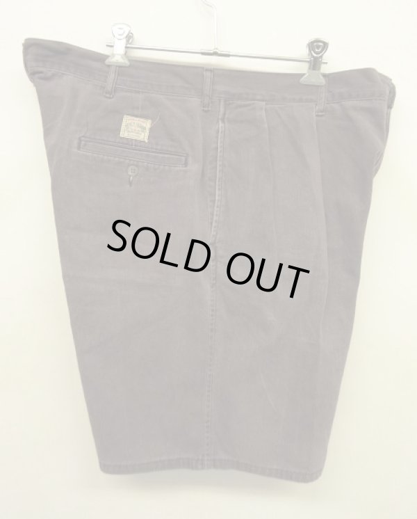 画像4: 90'S RALPH LAUREN ツープリーツ ダブルステッチ チノショーツ フェードブラック USA製 (VINTAGE)