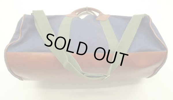 画像6: 80'S LL Bean キャンバス/レザー ダッフルバッグ ネイビー/オリーブ USA製 (VINTAGE)