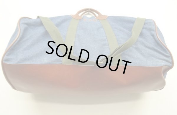 画像6: 80'S LL Bean デニム/レザー ダッフルバッグ インディゴ/オリーブ USA製 (VINTAGE)