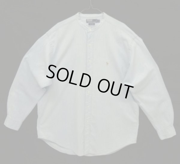 画像1: 90'S RALPH LAUREN "POSTBOY" シャンブレー 長袖 バンドカラーシャツ ブルー (VINTAGE)
