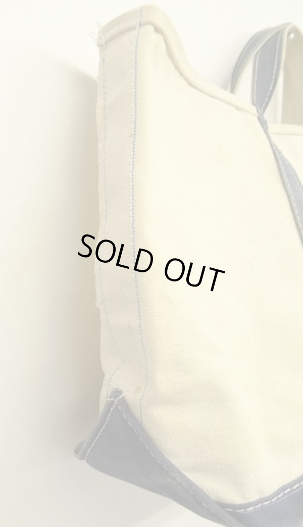 画像3: 80'S LL Bean 2色タグ キャンバス トートバッグ ネイビー/オフホワイト USA製 (VINTAGE)