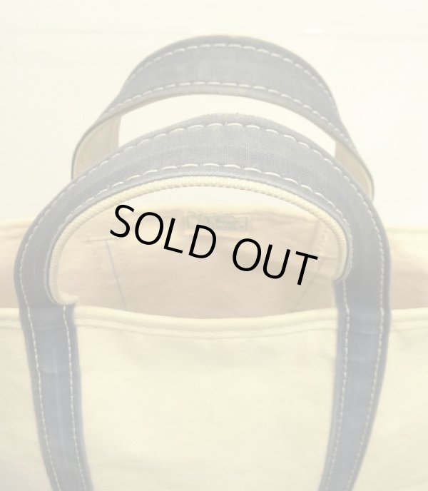 画像5: 80'S LL Bean 2色タグ キャンバス トートバッグ ネイビー/オフホワイト USA製 (VINTAGE)