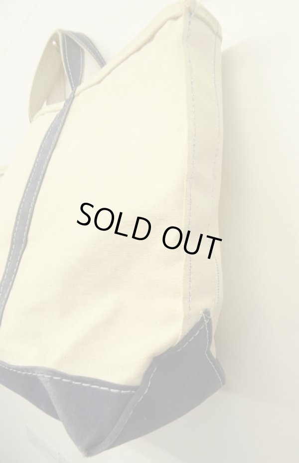 画像4: 80'S LL Bean 2色タグ キャンバス トートバッグ ネイビー/オフホワイト USA製 (VINTAGE)