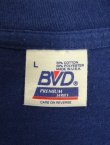 画像2: 90'S BVD コットン/ポリ シングルステッチ 耳付きポケット 半袖 Tシャツ ネイビー USA製 (VINTAGE)