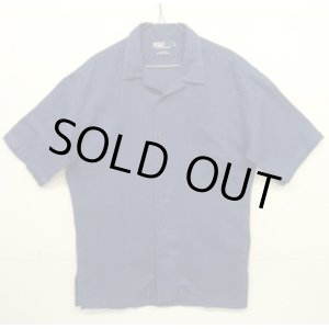画像: 90'S RALPH LAUREN "CLAYTON" リネン/コットン 半袖 オープンカラーシャツ ネイビー (VINTAGE)