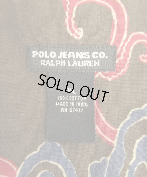 画像2: RALPH LAUREN "POLO JEANS" コットン 半袖 オープンカラーシャツ ブラウンベース総柄 (VINTAGE)