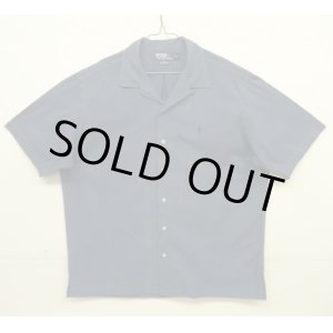 画像: 90'S RALPH LAUREN "CALDWELL" コットン 同色ロゴ 半袖 オープンカラーシャツ ネイビー (VINTAGE)