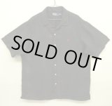 画像: 90'S RALPH LAUREN ヘリンボーンツイル 半袖 オープンカラーシャツ ブラック (VINTAGE)