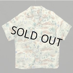 画像: 60'S ALOHA SHIRT "三角タグ" レーヨン 半袖 オープンカラーシャツ 総柄 (VINTAGE)
