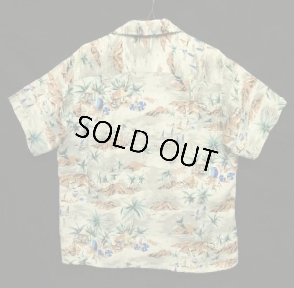 画像3: 60'S ALOHA SHIRT "三角タグ" レーヨン 半袖 オープンカラーシャツ 総柄 (VINTAGE)