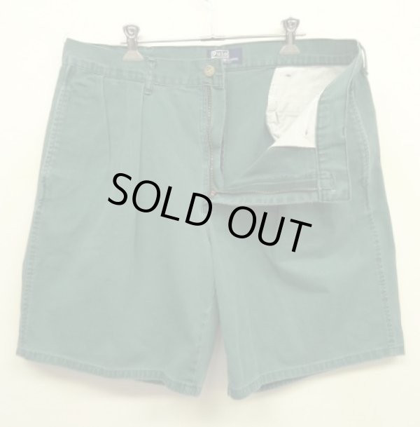 画像3: 90'S RALPH LAUREN ツープリーツ チノショーツ グリーン USA製 (VINTAGE)