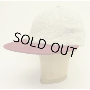 画像: 90'S J.CREW 旧タグ スウェット/ツイル 6パネルキャップ アッシュグレー/バーガンディ (DEADSTOCK)