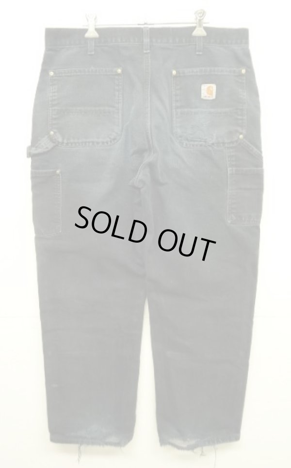画像4: 90'S CARHARTT ダック ダブルニーペインターパンツ フェードブラック W36L30 USA製 (VINTAGE)