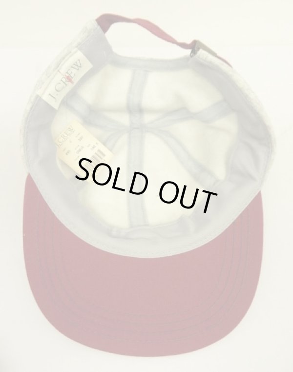 画像6: 90'S J.CREW 旧タグ スウェット/ツイル 6パネルキャップ アッシュグレー/バーガンディ (DEADSTOCK)