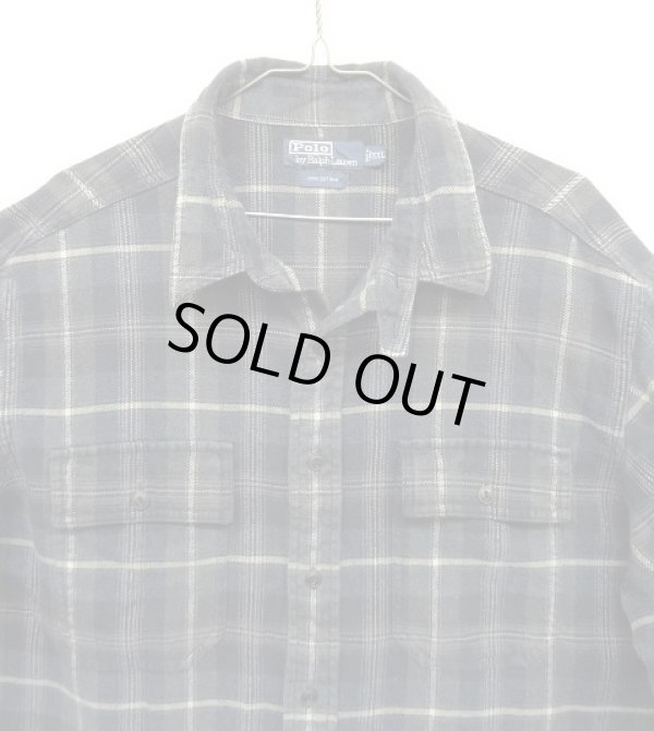 画像3: 90'S RALPH LAUREN チンスト＆マチ付き ヘビーフランネル 長袖 ワークシャツ チェック柄 (VINTAGE)