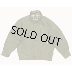画像: 90'S BARBOUR 3クレスト 旧タグ "WAX COTTON BLOUSON" 襟レザー ショート丈 オイルドジャケット オリーブ イングランド製 (VINTAGE)
