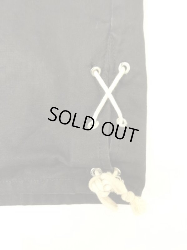 画像5: 60'S ユーロヴィンテージ サイドレースアップ スモックパーカー コの字留めジップ ブラック (VINTAGE)