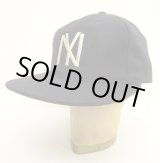 画像: COOPERSTOWN BALL CAP "NEWYORK BLACK YANKEES" 汗止め＆バックストラップレザー製 ウールキャップ ネイビー USA製 (NEW)
