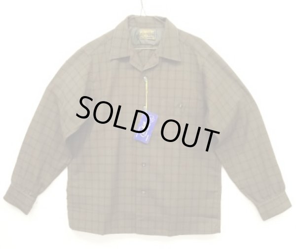 画像1: 60'S PENDLETON "SIR PENDLETON" ウール 長袖 オープンカラーシャツ チェック柄 USA製 (DEADSTOCK)