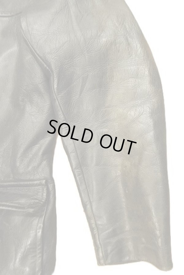 画像4: 40'S ユーロヴィンテージ 裏地ウール レザーカーコート ブラック（茶芯） (VINTAGE)