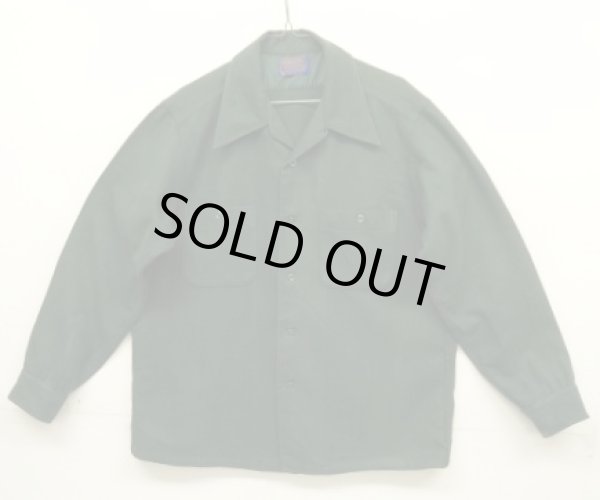 画像1: 70'S PENDLETON "BOARD SHIRT" ウール オープンカラーシャツ ダークグリーン USA製 (VINTAGE)