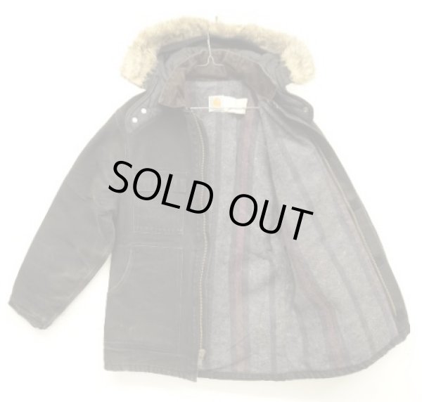 画像3: 80'S CARHARTT "TRADITIONAL COAT" フード付き 裏地ブランケット ダックジャケット ブラック USA製 (VINTAGE)