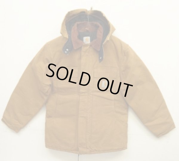 画像1: CARHARTT "TRADITIONAL COAT" フード付き 裏地キルティング ダックジャケット ブラウン USA製 (VINTAGE)