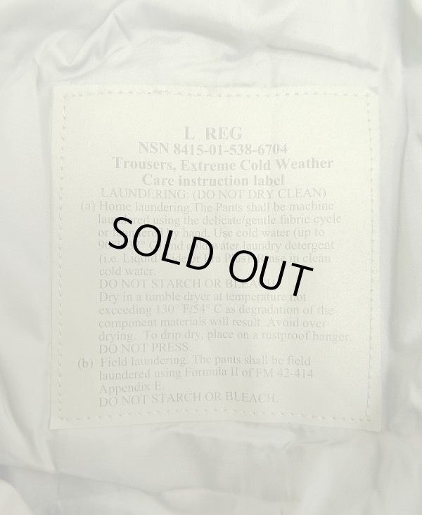 画像2: アメリカ軍 US ARMY "WILD THINGS製" ECWCS GENIII LEVEL7 PRIMALOFT パンツ L-R (DEADSTOCK)