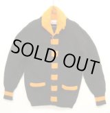 画像: 60'S WARREN-KNIT ショールカラー ニットカーディガン ブラック/オレンジ カナダ製 (DEADSTOCK) 
