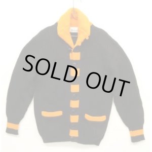 画像: 60'S WARREN-KNIT ショールカラー ニットカーディガン ブラック/オレンジ カナダ製 (DEADSTOCK) 